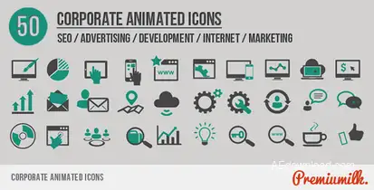 Corporate Animated Icons Video Displays template preview
