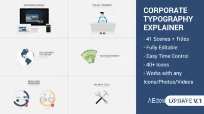 Corporate Typography Explainer Video Displays template preview