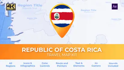 Costa Rica Map - Republic of Costa Rica Travel Map Video Displays template preview