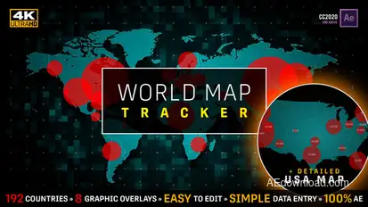 COVID-19 Coronavirus Pandemic Tracker | World Map & USA Map Population Video Displays template preview