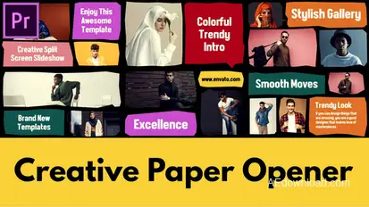 Creative Paper Opener | Multiscreen Slideshow | Split Intro MOGRT for Premier Pro Premiere Pro template preview