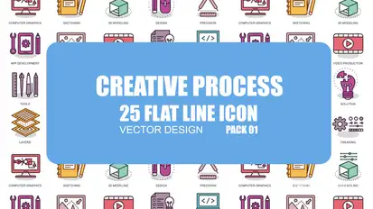 Creative Process - Flat Animation Icons Video Displays template preview