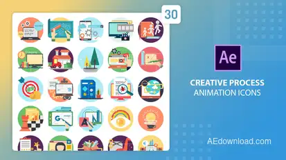 Creative Process Animation Icons | After Effects Video Displays template preview