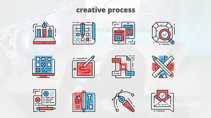 Creative Process – Thin Line Icons Video Displays template preview