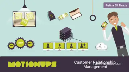 CRM Company Marketing Presentation With Character Video Displays template preview