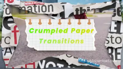 Crumpled Paper Transitions | Vertical and Horizontal | MOGRT Premiere Pro template preview