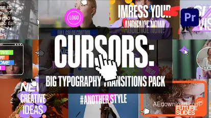 Cursors: Big Typography Transitions Pack Premiere Pro template preview