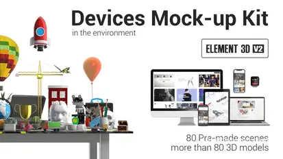 Devices Mock-up Kit in Environment Video Displays template preview