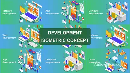 Digital Development - Isometric Concept Video Displays template preview
