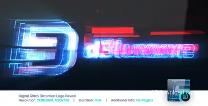 Digital Glitch Distortion Logo Reveal Video Displays template preview