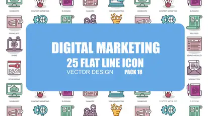 Digital Marketing - Flat Animation Icons Video Displays template preview