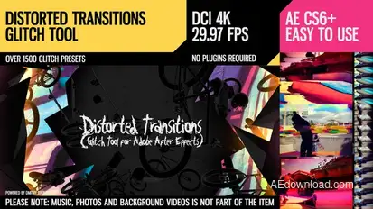 Distorted Transitions (Glitch Tool) Video Displays template preview