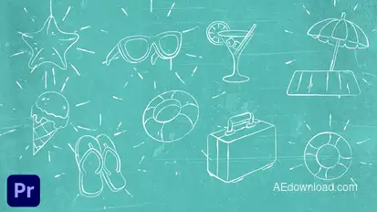 Doodle Scribble Summer Beach Tropical Elements 2 Premiere Pro template preview