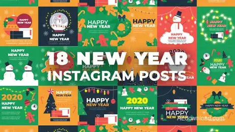 18 New Year Instagram Posts Freebies template preview