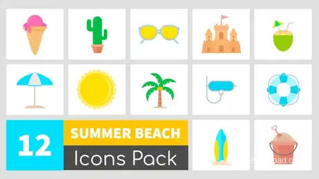 Animated Summer Beach Icons Pack Freebies template preview