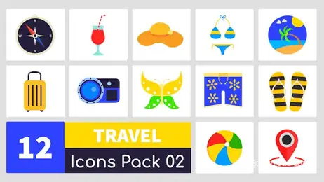 Animated Travel Icons Pack 02 Freebies template preview