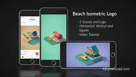Beach Isometric Logo Freebies template preview