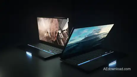 Dark Laptop Mockup Freebies template preview