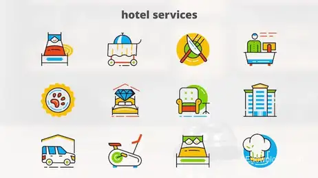 Hotel Services - Flat Animated Icons Freebies template preview