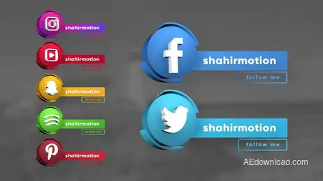 Social Media 3D Lower Thirds Freebies template preview