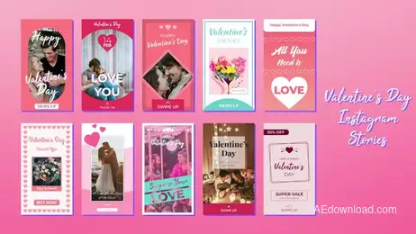 Valentine's Day Instagram Stories Freebies template preview