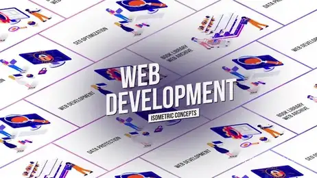Web Development - Isometric Concept Freebies template preview