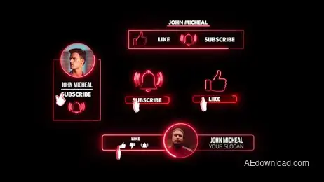 Youtube Neon Subscribe Freebies template preview