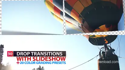 Drop Transitions Video Displays template preview