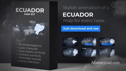 Ecuador Map - Republic of Ecuador Map Kit Video Displays template preview