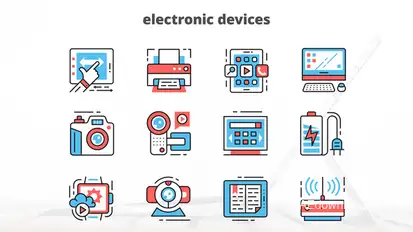 Electronic Devices – Thin Line Icons Video Displays template preview