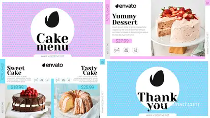 Elegant Cake Menu Video Displays template preview