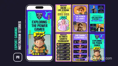 ESport Gaming Instagram Stories MOGRT Premiere Pro template preview