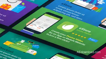 eStore - Mobile App Promo Video Displays template preview