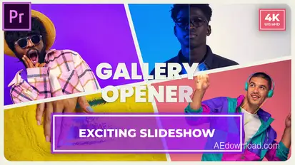 Exciting Colorful Slideshow || Multiscreen Gallery Opener MOGRT for Premier Pro Premiere Pro template preview