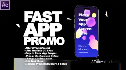 Fast App Promo - dynamic mobile app promo video for phone 14 and android devices Video Displays template preview