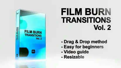 Film Burn Transitions & FX Pack for Premiere Pro. Vol. 2 Premiere Pro template preview