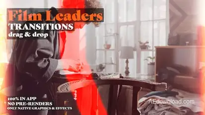 Film Leader Transitions: Retro Transitions Inspired by Classic Broken Old Film Premiere Pro template preview