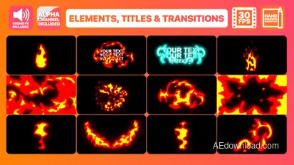 Fire Elements Titles And Transitions | After Effects Video Displays template preview