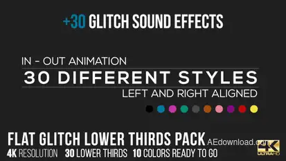 Flat Glitch Lower Thirds + 30 Glitch Sound Effects Video Displays template preview