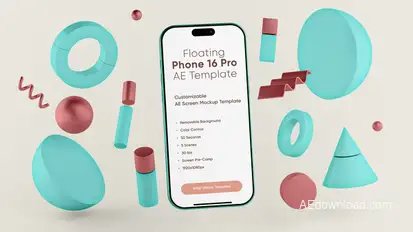 Floating Phone 16 Pro Screen Mockup Template Video Displays template preview