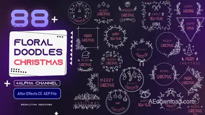 Floral Doodles Pack - Christmas Video Displays template preview