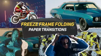 Freeze Frame Folding Paper Transitions || MOGRT Premiere Pro template preview
