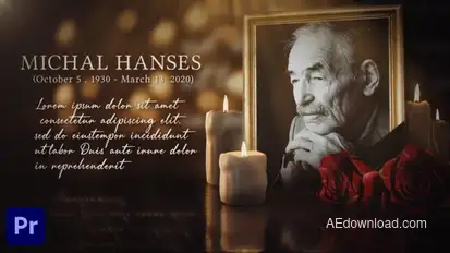 Funeral Death Biography | Memorial Card Opener Premiere Pro template preview