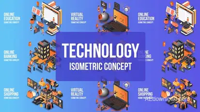 Future Technology - Isometric Concept Video Displays template preview