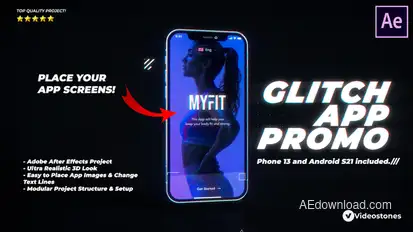 Glitch App Promo - Dynamic & Modern Mobile App Mockup Demonstration Video Video Displays template preview