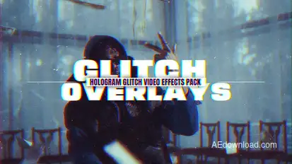 Glitch Hologram Video Effect Overlays | MOGRT Premiere Pro template preview