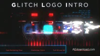 Glitch Logo Intro Video Displays template preview