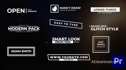 Glitch Noise Digital Lowerthirds Titles Pack Premiere Pro template preview