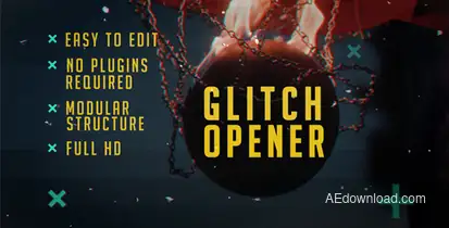 Glitch Opener Video Displays template preview