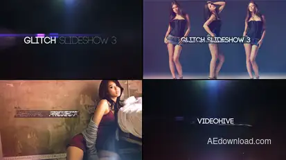 Glitch Slideshow 3 Video Displays template preview